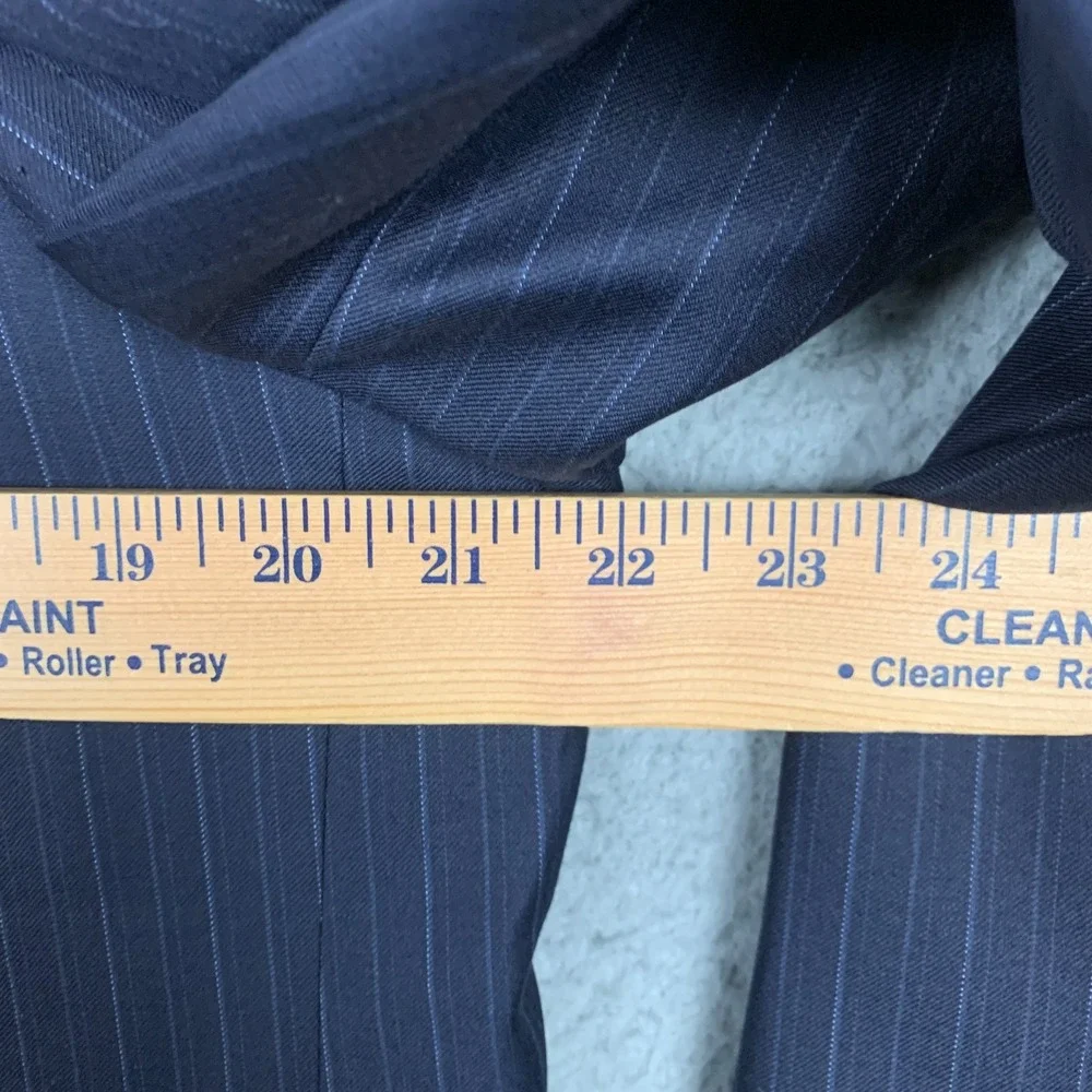 Hickey Freeman 2‎ Piece Suit 42L Navy Pinstripe Wool H F LTD Pants 34 x 30